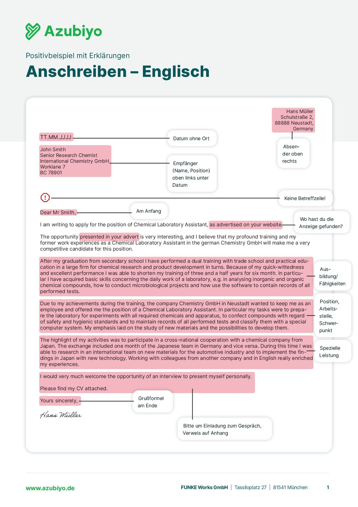 Bewerbungsschreiben Englisch Anleitung (PDF)