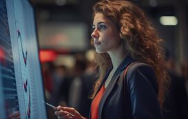 Data Science Studium – Frau schaut auf Bildschirme Data Science Studium – Frau schaut auf Bildschirme