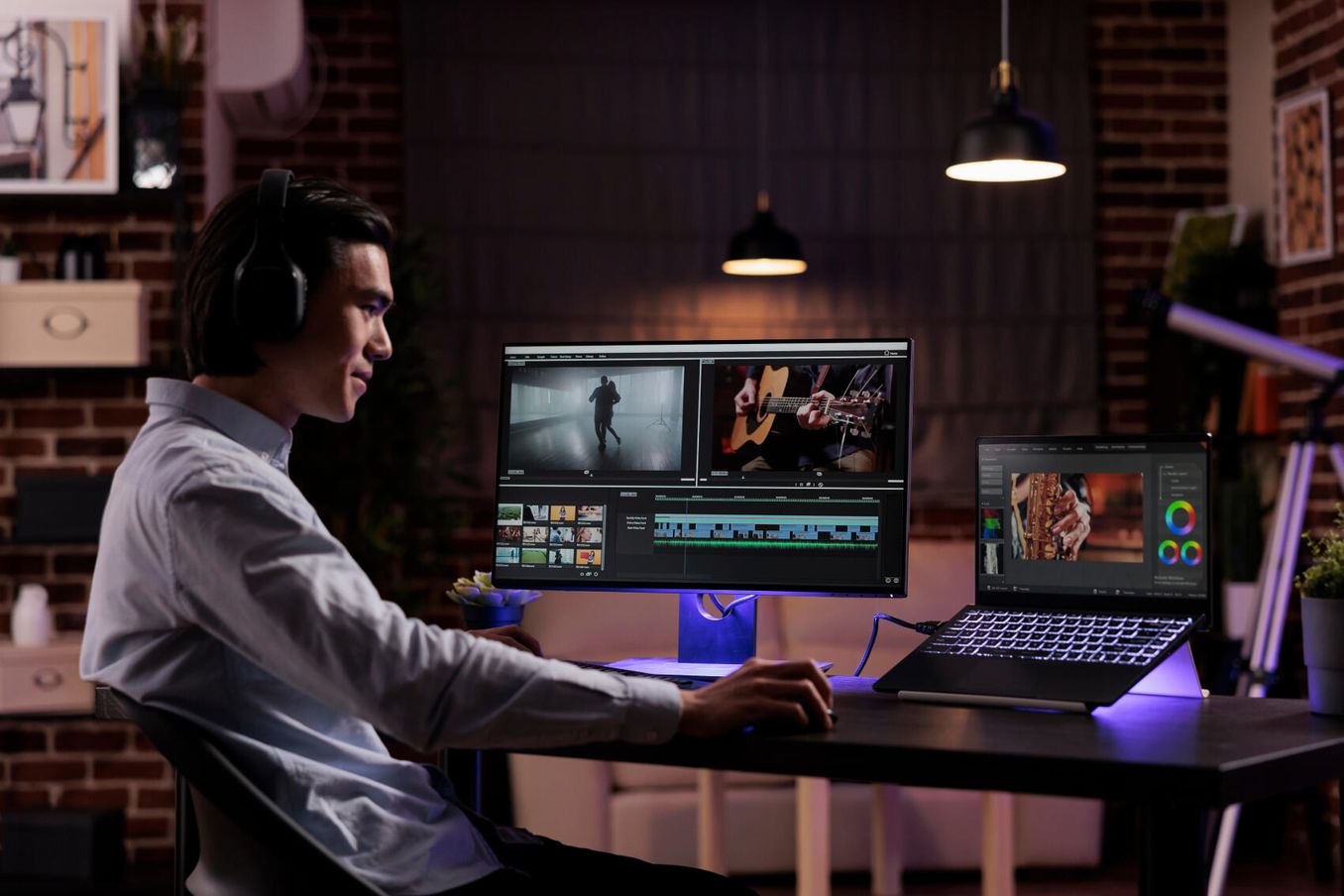Medientechnik Studium – Student arbeitet an Filmprojekt
