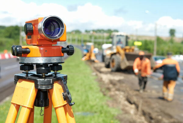 Geomatiker übernehmen Vermessungsarbeiten im Freien