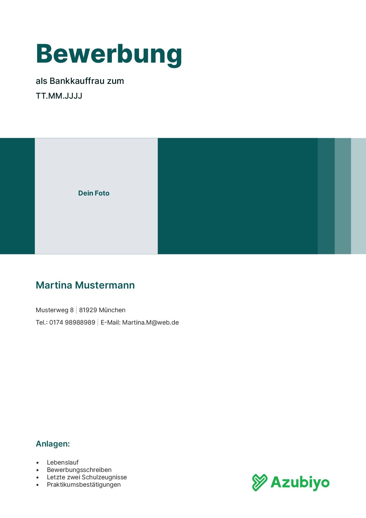 Deckblatt Bewerbung Muster 4