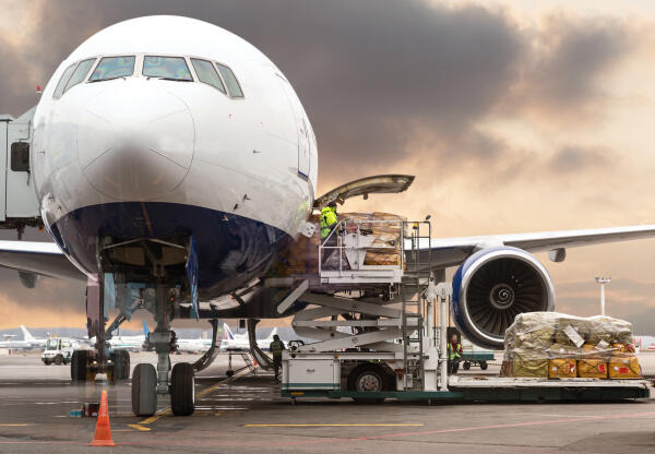 Gepa¨ckabfertiger arbeiten am Flughafen