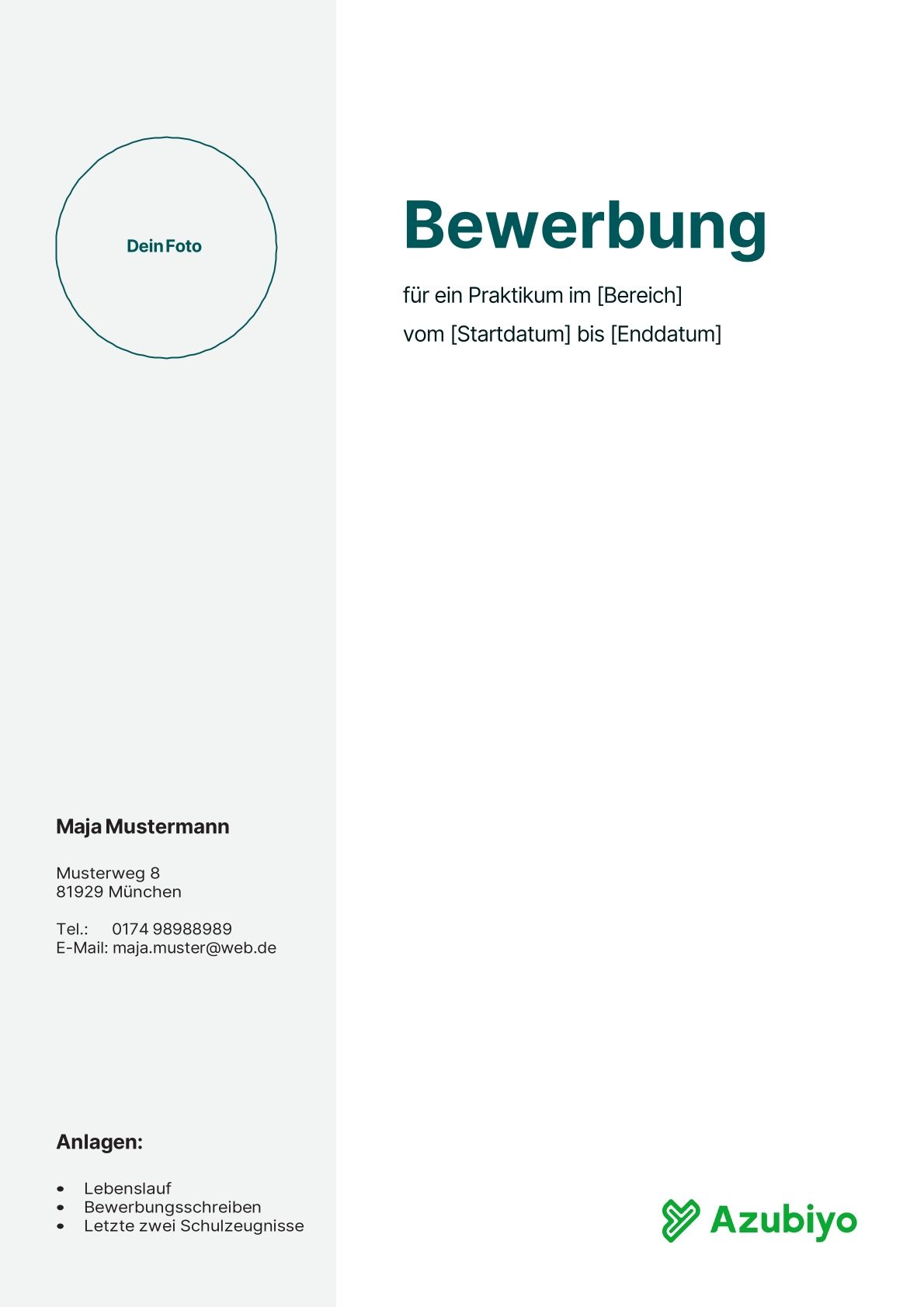 Deckblatt Praktikum Muster