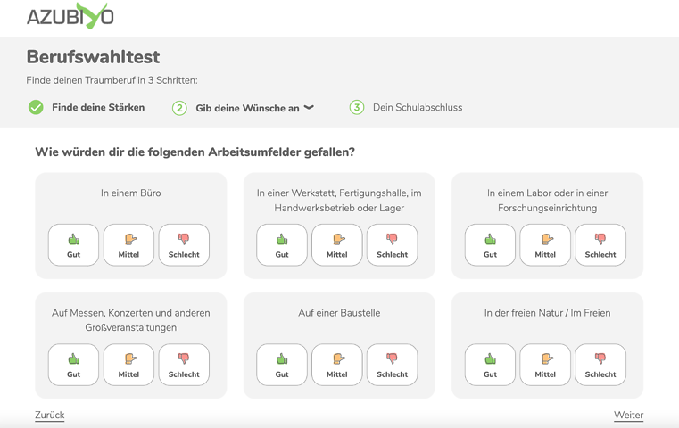 Berufswahltest: Kostenloser Berufstest mit Eignung | Azubiyo