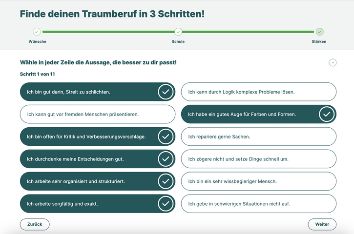 Berufswahltest Stärken