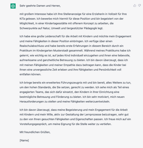 ChatGPT - Bewerbungsschreiben Stellenanzeige
