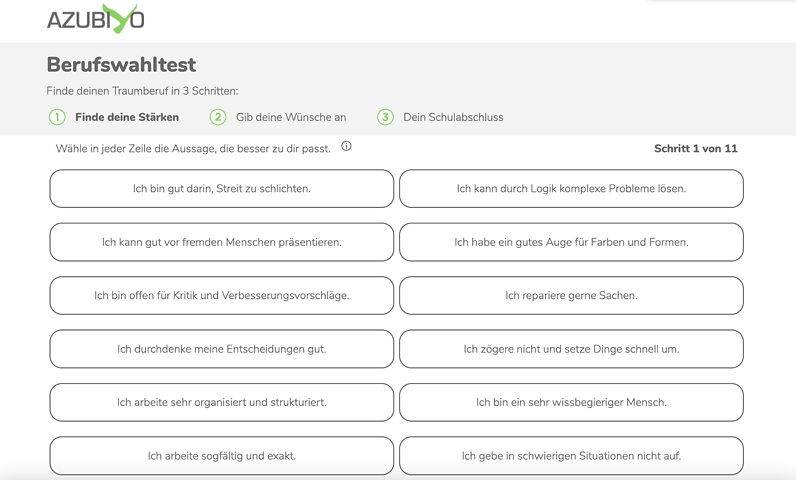 Berufswahltest: Kostenloser Berufstest mit Eignung | Azubiyo