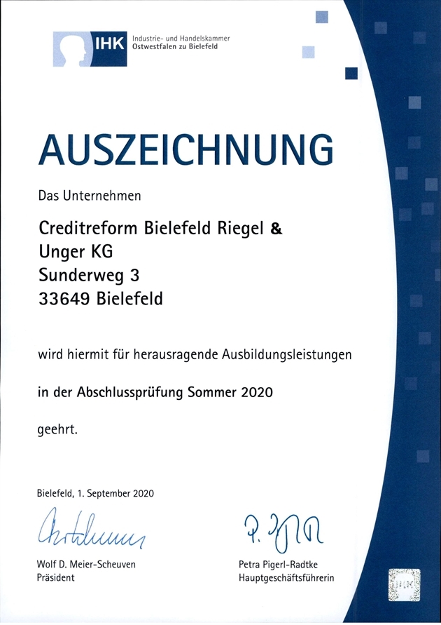 Creditreform Bielefeld Riegel & Unger KG: Wir sind spitze